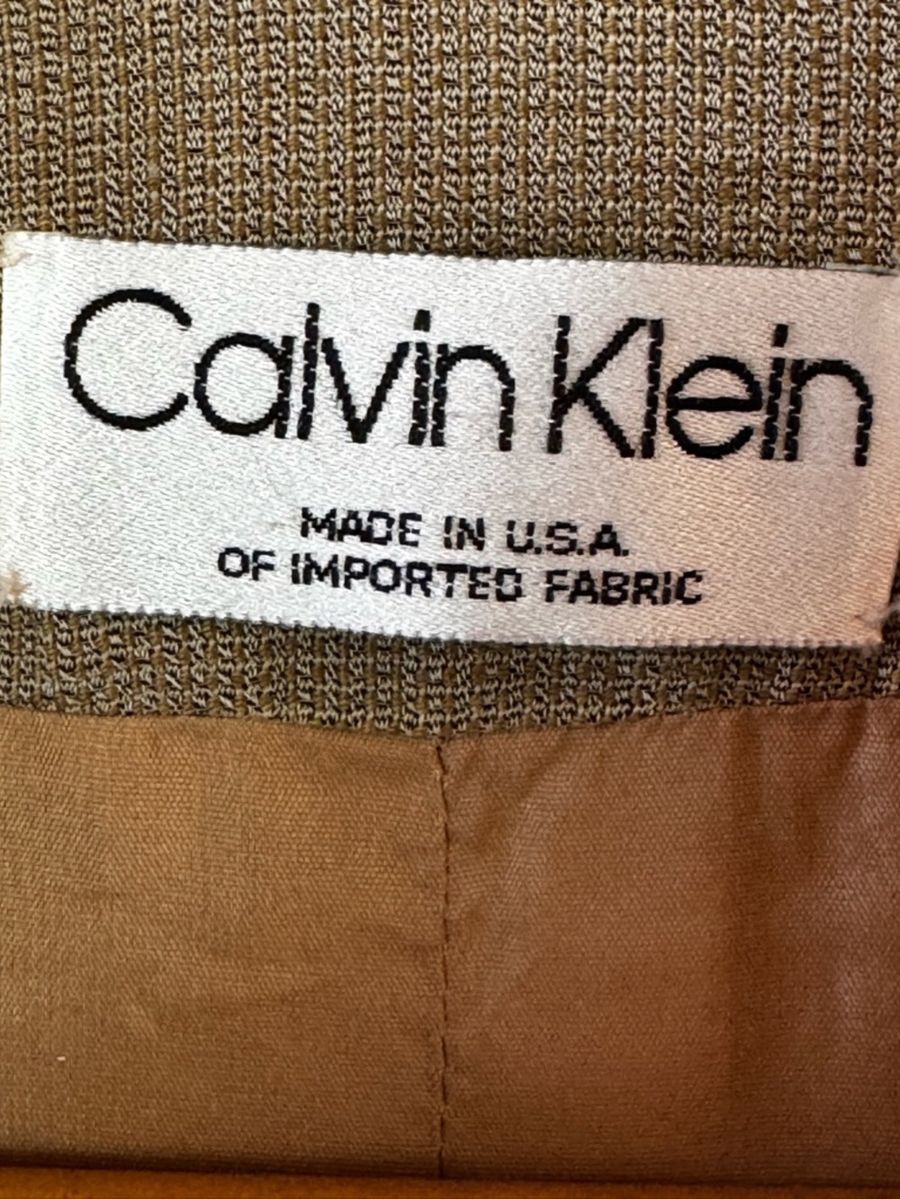 Calvin Klein VTG Linen Blend Mid Length Lightweight Classic Blazer Tan USA Sz 2 - Picture 5 of 10